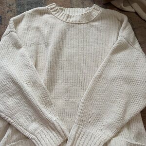 Aerie Cream Crew Neck Sweater